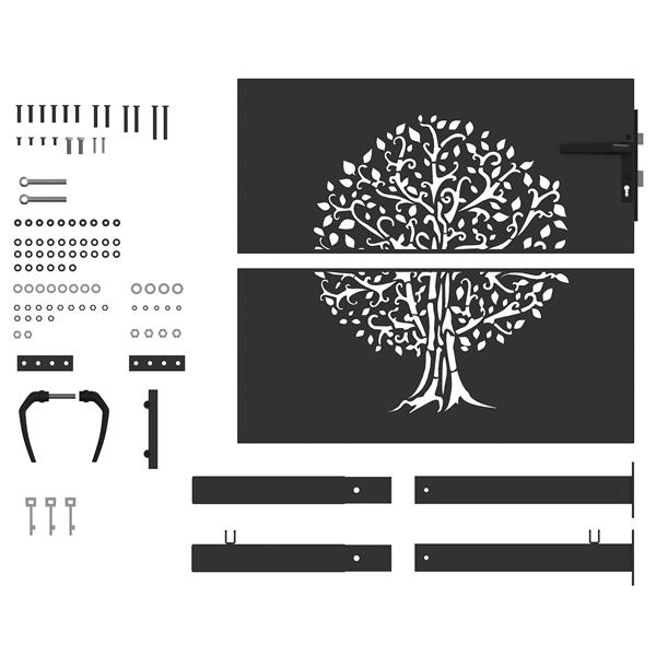 Grote foto vidaxl tuinpoort anders zwart 105 x 100 cm poedergecoat staal tuin en terras hekken en schuttingen