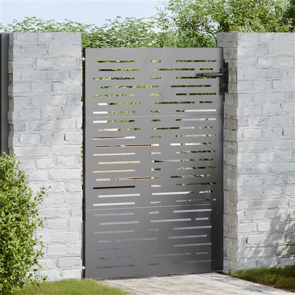 Grote foto vidaxl tuinpoort zwart 105 x 150 cm poedergecoat staal tuin en terras hekken en schuttingen