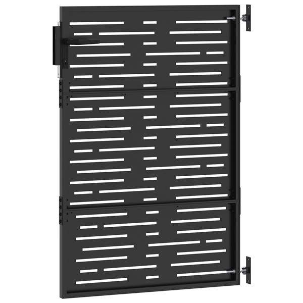 Grote foto vidaxl tuinpoort zwart 105 x 150 cm poedergecoat staal tuin en terras hekken en schuttingen