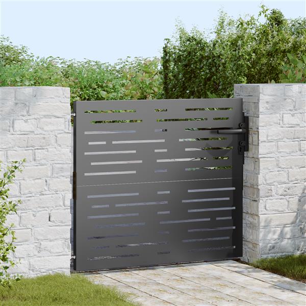 Grote foto vidaxl tuinpoort zwart 105 x 100 cm poedergecoat staal tuin en terras hekken en schuttingen