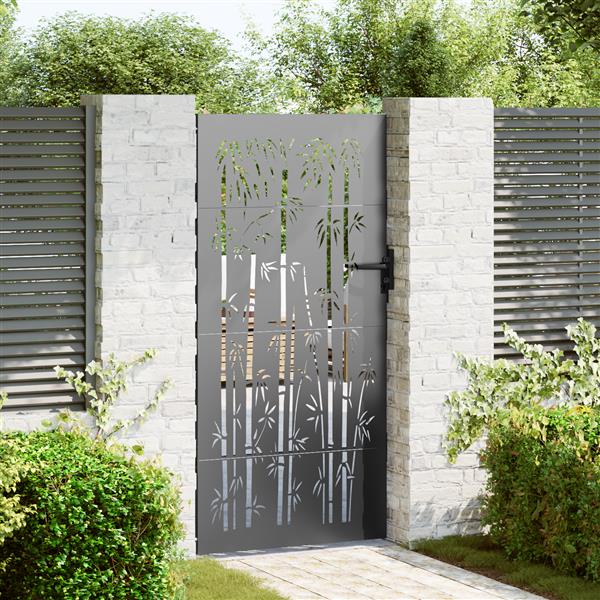 Grote foto vidaxl tuinpoort anders met slot zwart 105 x 200 cm poedergecoat staal tuin en terras hekken en schuttingen