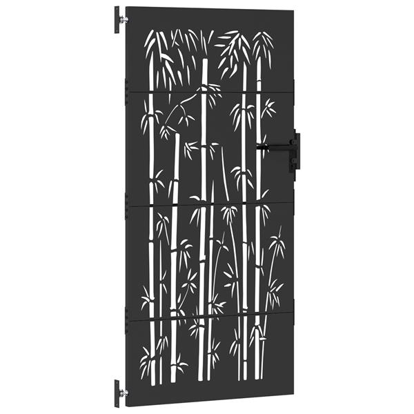 Grote foto vidaxl tuinpoort anders met slot zwart 105 x 200 cm poedergecoat staal tuin en terras hekken en schuttingen