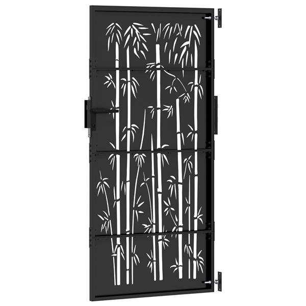 Grote foto vidaxl tuinpoort anders met slot zwart 105 x 200 cm poedergecoat staal tuin en terras hekken en schuttingen