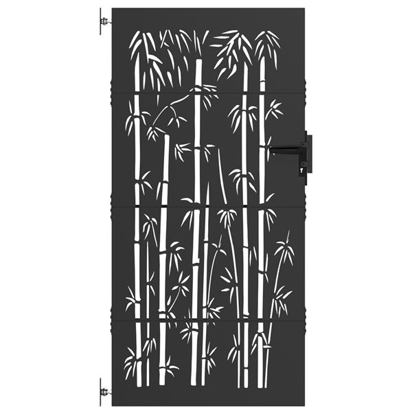 Grote foto vidaxl tuinpoort anders met slot zwart 105 x 175 cm poedergecoat staal tuin en terras hekken en schuttingen