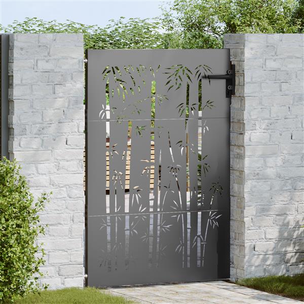 Grote foto vidaxl tuinpoort met slot zwart 105 x 125 cm poedergecoat staal tuin en terras hekken en schuttingen