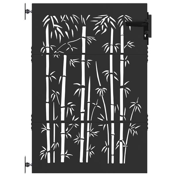 Grote foto vidaxl tuinpoort met slot zwart 105 x 125 cm poedergecoat staal tuin en terras hekken en schuttingen