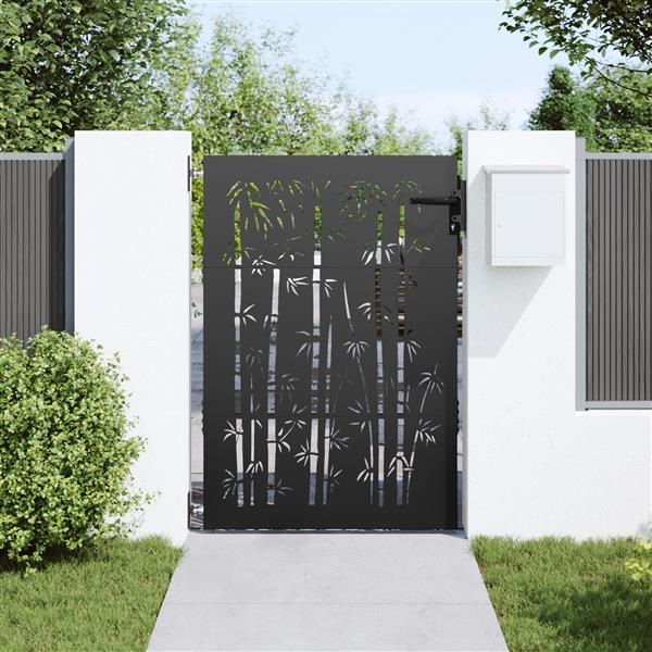 Grote foto vidaxl tuinpoort met slot zwart 105 x 125 cm poedergecoat staal tuin en terras hekken en schuttingen