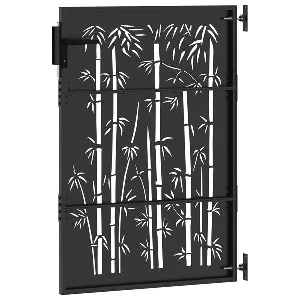 Grote foto vidaxl tuinpoort met slot zwart 105 x 125 cm poedergecoat staal tuin en terras hekken en schuttingen