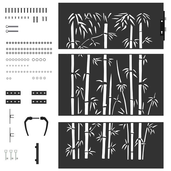 Grote foto vidaxl tuinpoort met slot zwart 105 x 125 cm poedergecoat staal tuin en terras hekken en schuttingen