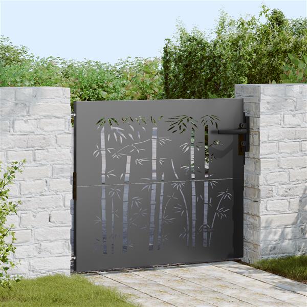 Grote foto vidaxl tuinpoort anders met slot zwart 105 x 100 cm poedergecoat staal tuin en terras hekken en schuttingen
