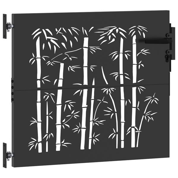 Grote foto vidaxl tuinpoort anders met slot zwart 105 x 100 cm poedergecoat staal tuin en terras hekken en schuttingen