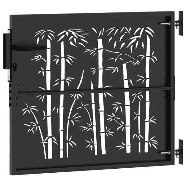 Grote foto vidaxl tuinpoort anders met slot zwart 105 x 100 cm poedergecoat staal tuin en terras hekken en schuttingen