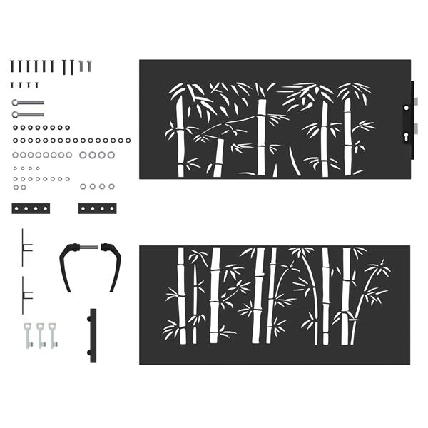 Grote foto vidaxl tuinpoort anders met slot zwart 105 x 100 cm poedergecoat staal tuin en terras hekken en schuttingen