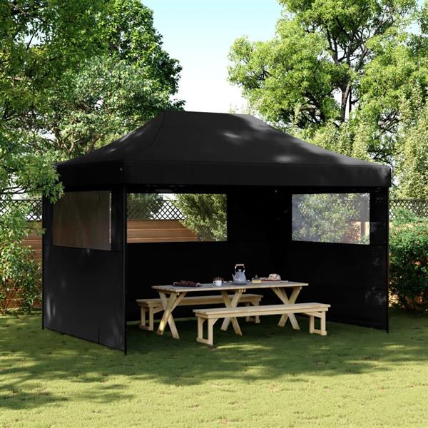 Grote foto vidaxl partytent inklapbaar pop up met 3 zijwanden zwart tuin en terras overige tuin en terras