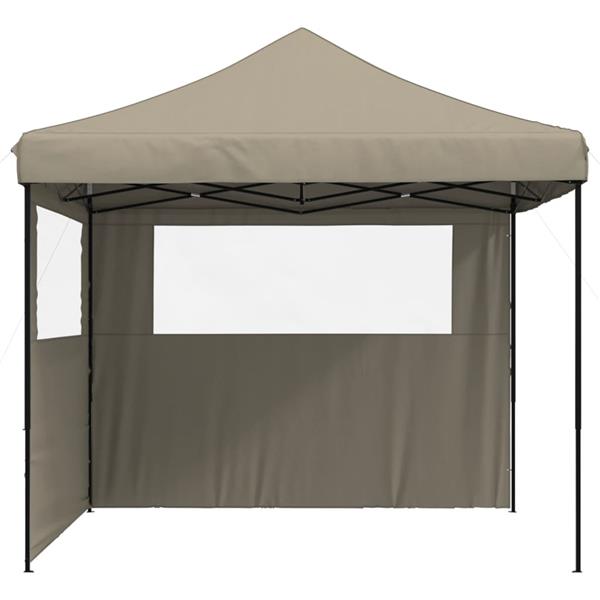 Grote foto vidaxl partytent inklapbaar pop up met 2 zijwanden taupe tuin en terras overige tuin en terras
