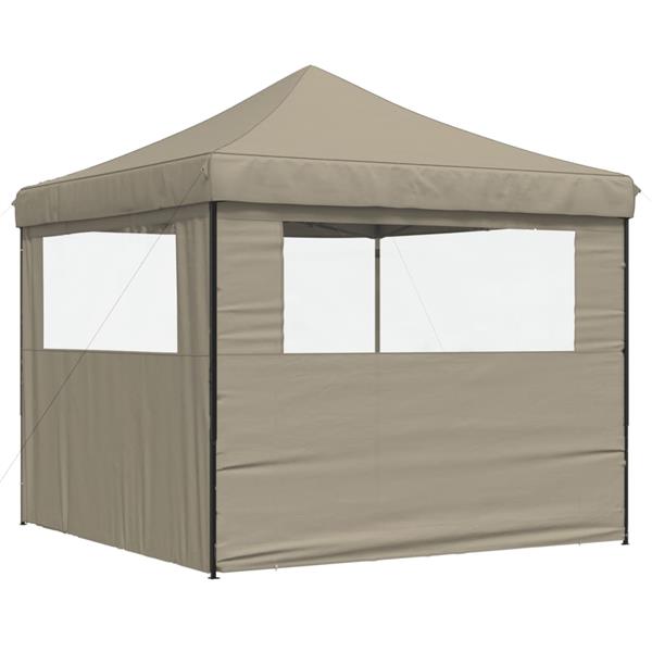 Grote foto vidaxl partytent inklapbaar pop up met 2 zijwanden taupe tuin en terras overige tuin en terras