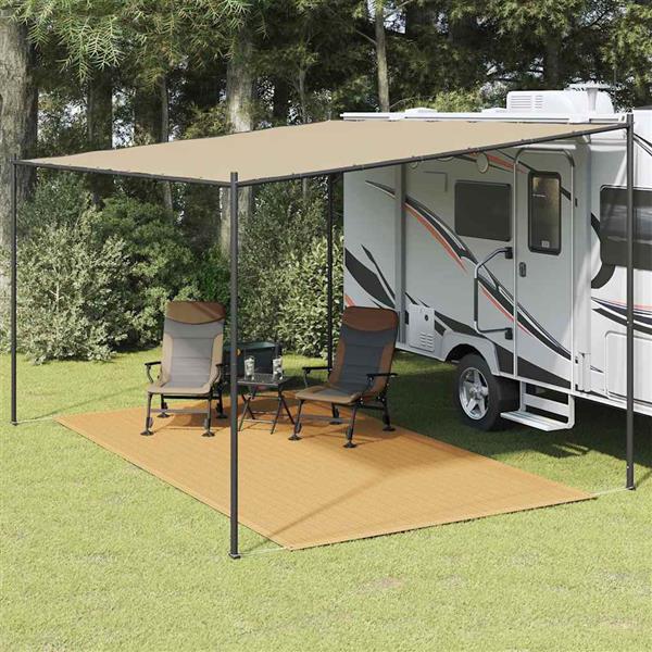 Grote foto vidaxl tenttapijt 250x400 cm hdpe zandkleurig caravans en kamperen tenten