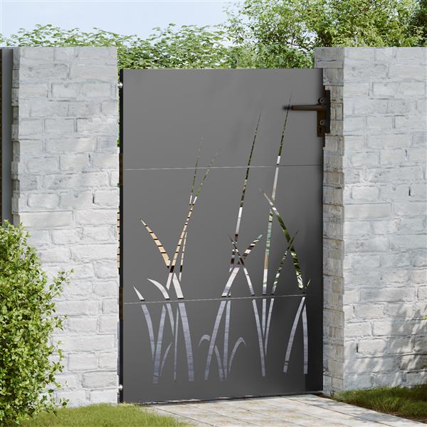 Grote foto vidaxl tuinpoort met slot zwart 105 x 125 cm poedergecoat staal tuin en terras hekken en schuttingen