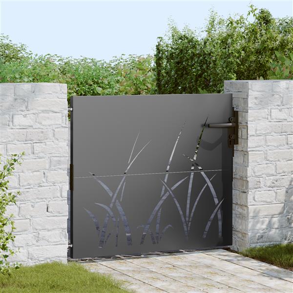 Grote foto vidaxl tuinpoort met slot zwart 105 x 100 cm poedergecoat staal tuin en terras hekken en schuttingen