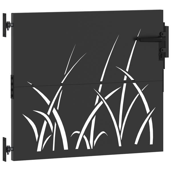 Grote foto vidaxl tuinpoort met slot zwart 105 x 100 cm poedergecoat staal tuin en terras hekken en schuttingen