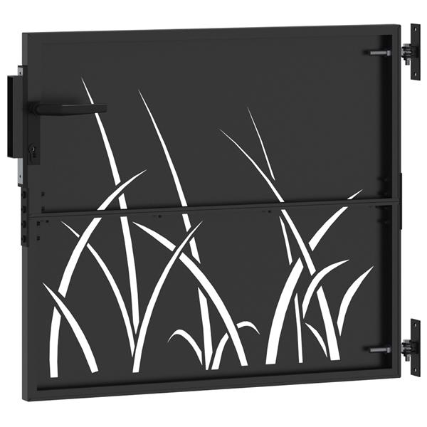 Grote foto vidaxl tuinpoort met slot zwart 105 x 100 cm poedergecoat staal tuin en terras hekken en schuttingen