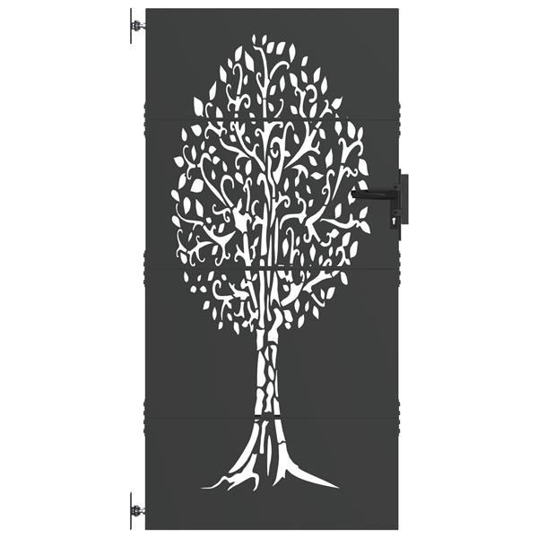Grote foto vidaxl tuinpoort anders zwart 100 x 175 cm poedergecoat staal tuin en terras hekken en schuttingen