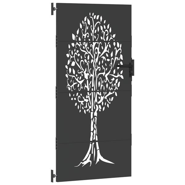 Grote foto vidaxl tuinpoort anders zwart 100 x 175 cm poedergecoat staal tuin en terras hekken en schuttingen