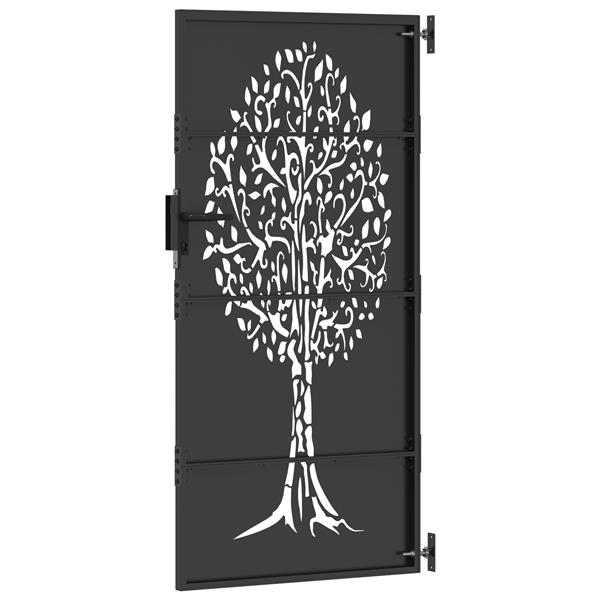 Grote foto vidaxl tuinpoort anders zwart 100 x 175 cm poedergecoat staal tuin en terras hekken en schuttingen