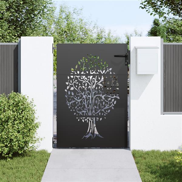 Grote foto vidaxl tuinpoort anders zwart 100 x 150 cm poedergecoat staal tuin en terras hekken en schuttingen