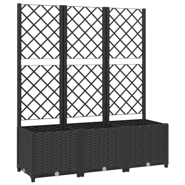 Grote foto vidaxl plantenbak met latwerk 120x40x136 cm polypropeen zwart tuin en terras overige tuin en terras