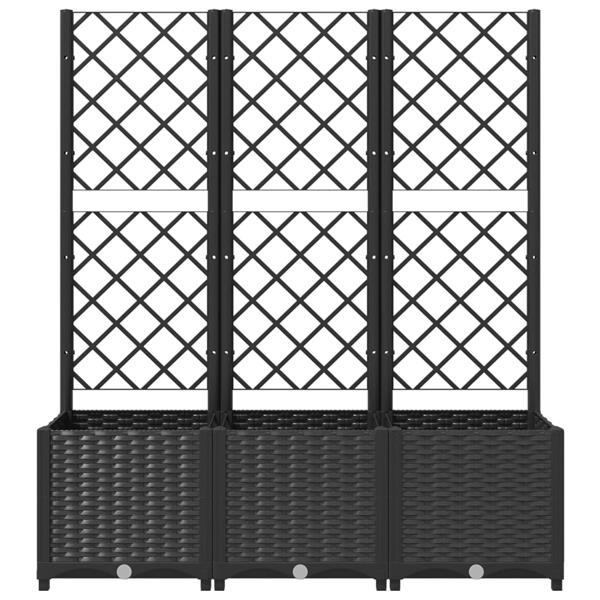 Grote foto vidaxl plantenbak met latwerk 120x40x136 cm polypropeen zwart tuin en terras overige tuin en terras