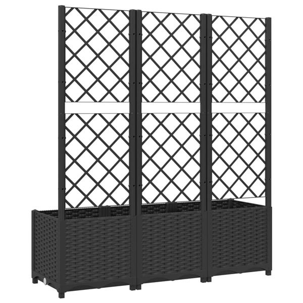 Grote foto vidaxl plantenbak met latwerk 120x40x136 cm polypropeen zwart tuin en terras overige tuin en terras