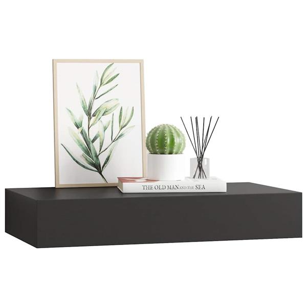 Grote foto vidaxl wandschap met lade zwevend 48x25x8 cm zwart huis en inrichting woningdecoratie