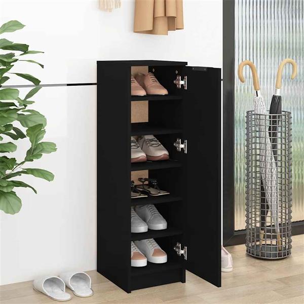 Grote foto vidaxl schoenenkast 30x35x100 cm bewerkt hout zwart huis en inrichting overige