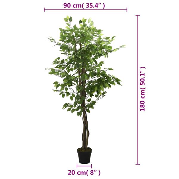 Grote foto vidaxl kunstplant ficus 1008 bladeren 180 cm groen tuin en terras sierplanten