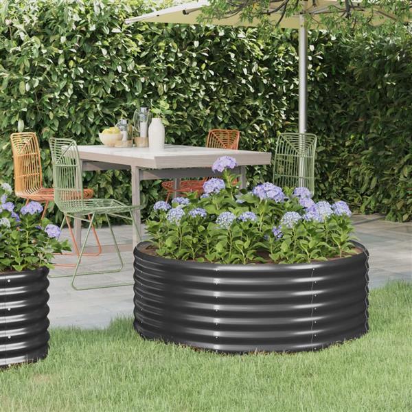 Grote foto vidaxl plantenbak 100x100x36 cm gepoedercoat staal antracietkleurig tuin en terras overige tuin en terras