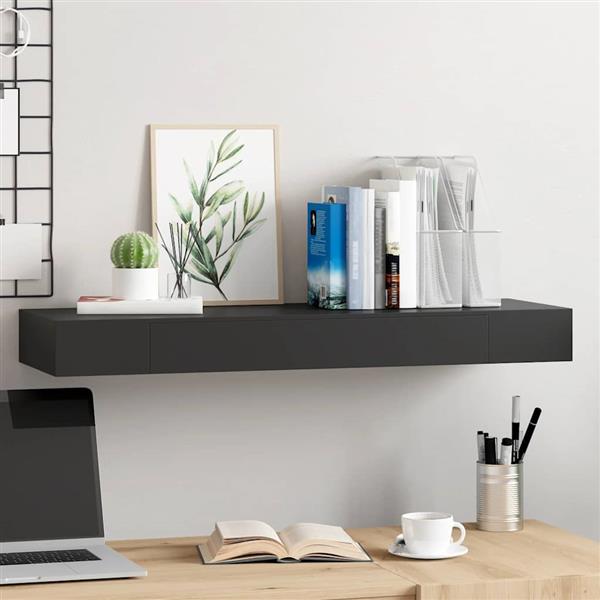 Grote foto vidaxl wandschap met lade zwevend 80x25x8 cm zwart huis en inrichting woningdecoratie