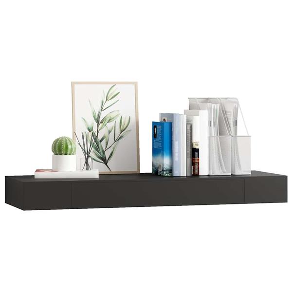 Grote foto vidaxl wandschap met lade zwevend 80x25x8 cm zwart huis en inrichting woningdecoratie