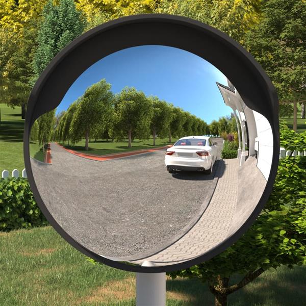 Grote foto vidaxl verkeersspiegel voor buiten convex 60 cm polycarbonaat zwart huis en inrichting woningdecoratie