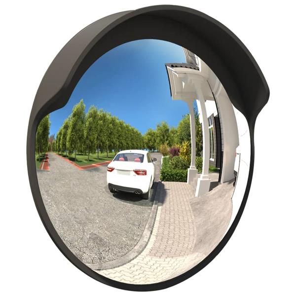 Grote foto vidaxl verkeersspiegel voor buiten convex 60 cm polycarbonaat zwart huis en inrichting woningdecoratie