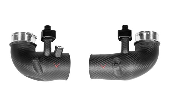 Grote foto dit betreft een set eventuri bmw g90 g99 m5 carbon turbo inlet buis auto onderdelen tuning en styling