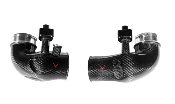 Grote foto dit betreft een set eventuri bmw g90 g99 m5 carbon turbo inlet buis auto onderdelen tuning en styling