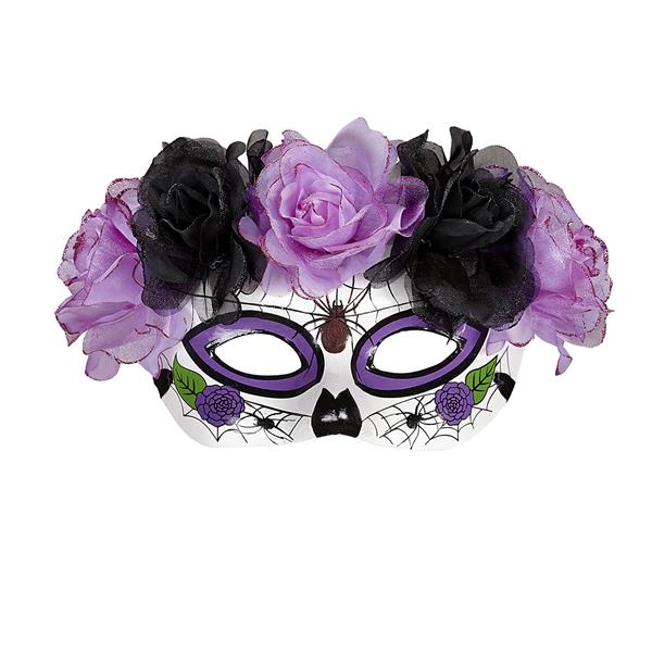 Grote foto dia de los muertos oogmasker paars rozen verzamelen overige verzamelingen