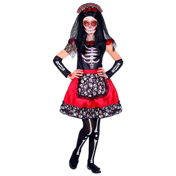 Grote foto dia de los muertos jurk zwart rood meisje verzamelen overige verzamelingen