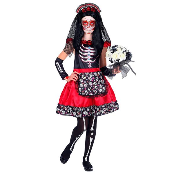 Grote foto dia de los muertos jurk zwart rood meisje verzamelen overige verzamelingen