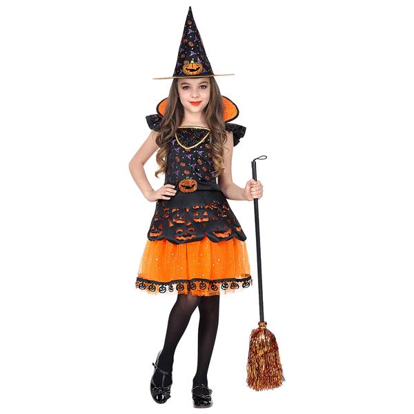 Grote foto halloween kostuum zwart oranje meisje heks verzamelen overige verzamelingen