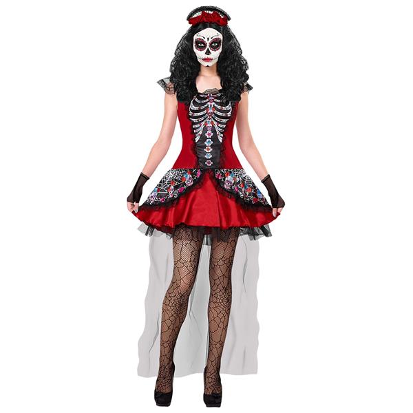 Grote foto dia de los muertos jurk zwart rood dames verzamelen overige verzamelingen