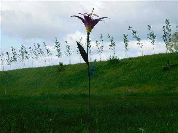 Grote foto handgemaakte lelie tuinsteker 82 cm metaal tuin en terras tuindecoratie