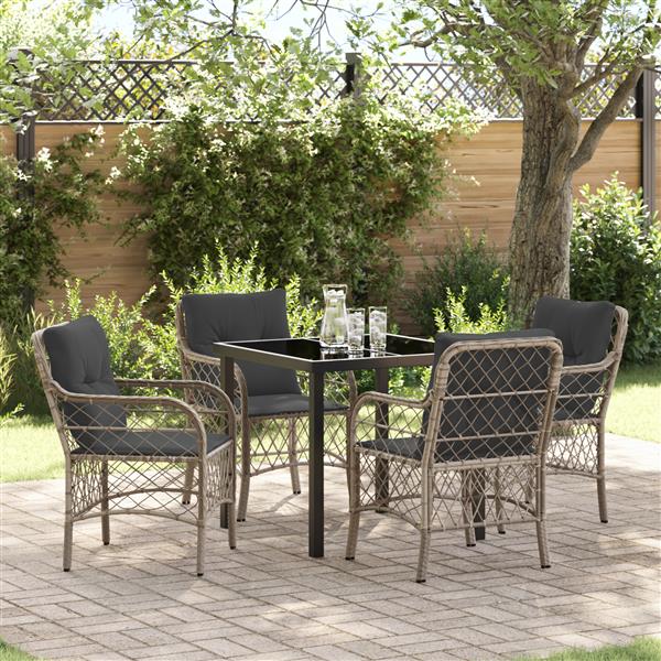 Grote foto vidaxl 5 delige tuinset met kussens in lichtgrijs poly rattan tuin en terras tuinmeubelen