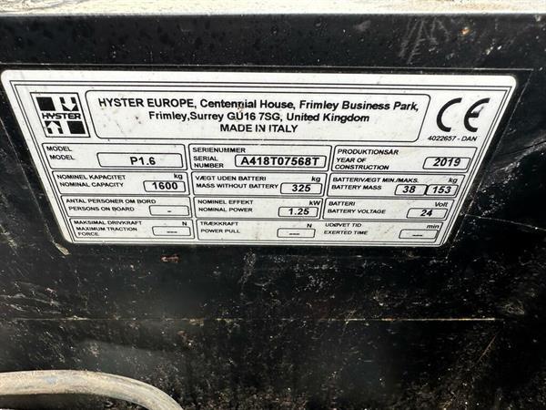 Grote foto vs 22282 elektrische palletwagen hyster p1.6 bj2019 doe het zelf en verbouw hefwerktuigen